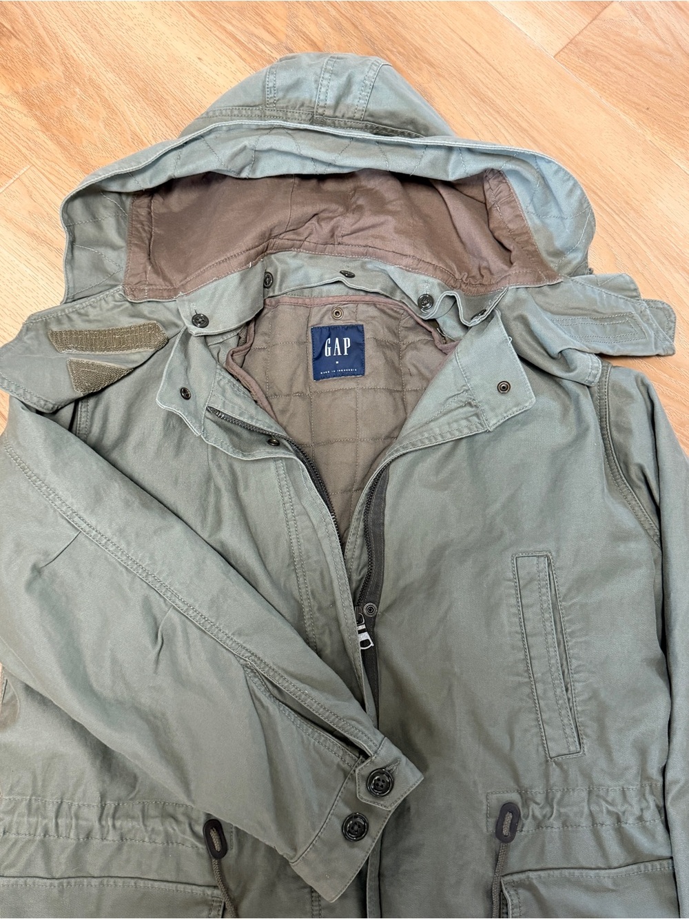 GAP Men's Hooded Utility Jacket - Olive Green Fish Tail
